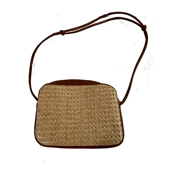 H&M Bags Hm Small Straw Faux Leather Adjustable Strap Purse